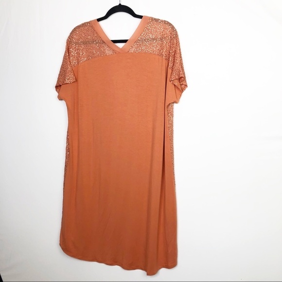 SOFT surroundings peach sequin high low hem The neck dress - Picture 10 of 13